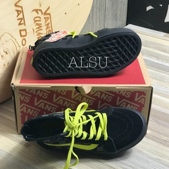 VANS SK8-HI Zip CHECKERBOARD Asphalt Reflect Kid’s - Picture 7 of 8